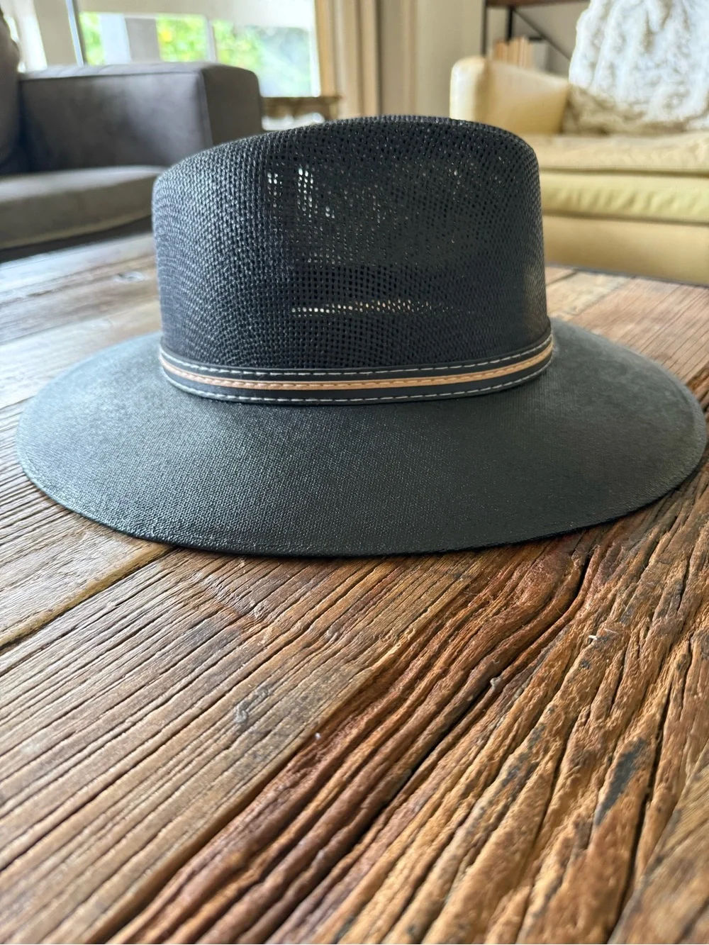 Brand New Explorer Black Canvas Fedora with Tan Band